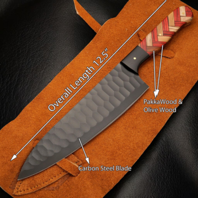 Hand Forged 13 Inch Damascus Steel Knife with Olive Wood Handle