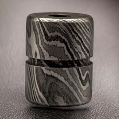 Hand Forged Damascus Mokume Gane Lanyard Bead