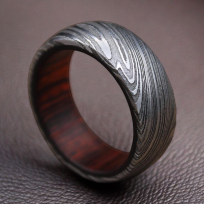 Custom Damascus Steel Ring | Handcrafted 50 Layer Wedding Band
