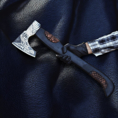 Custom Viking Axe with Steel Handle and Leather Cover | Personalized Engraved Gift
