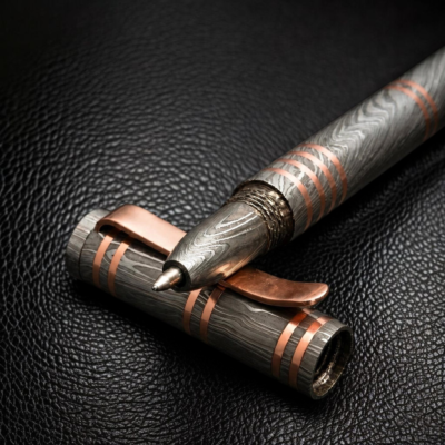 Damascus Steel Ballpoint Pen | Custom Engraved EDC Pen