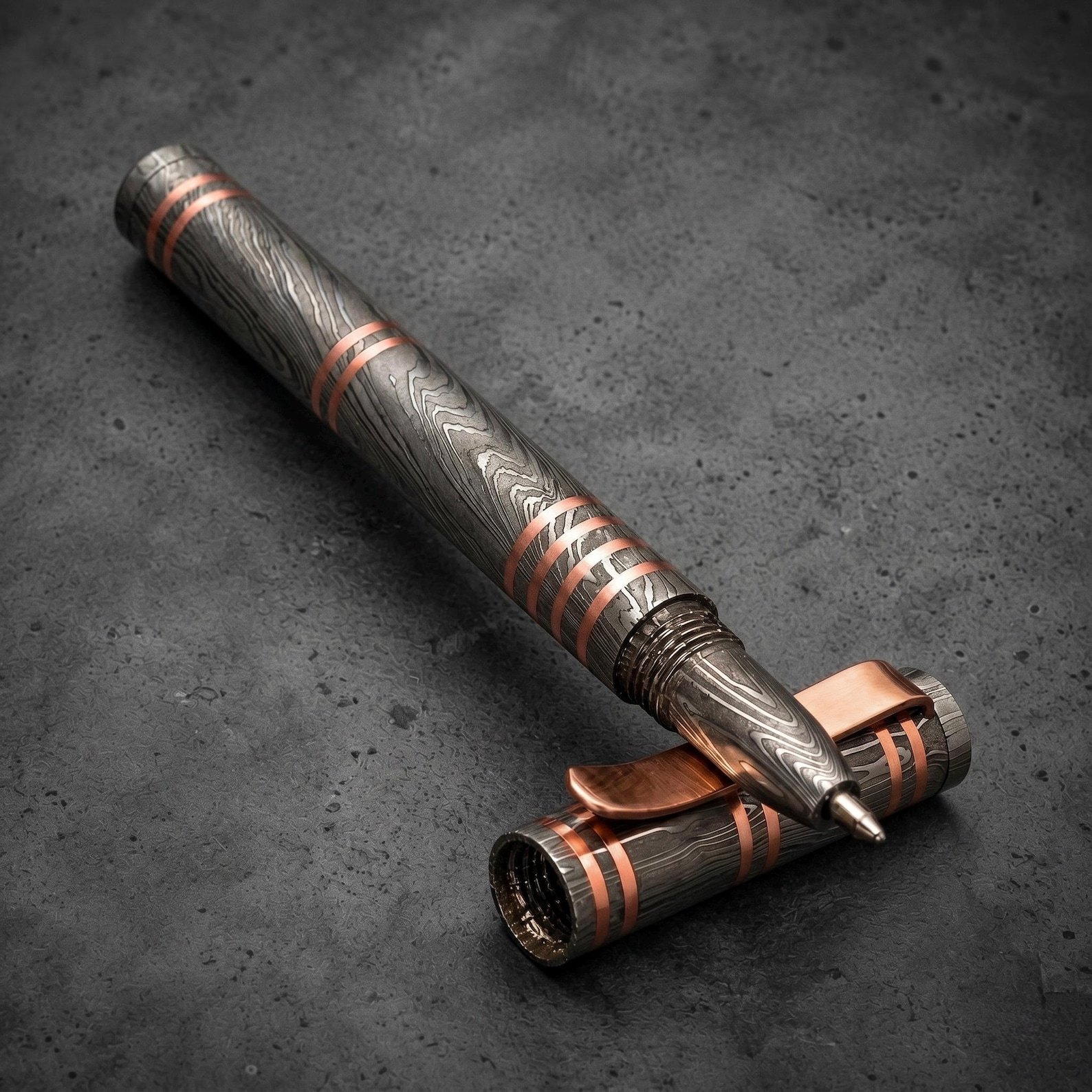 Damascus Steel Ballpoint Pen | Custom Engraved EDC Pen - Image 2