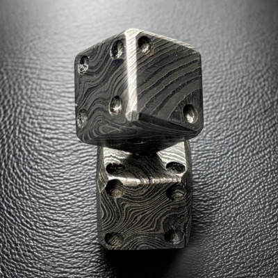 Hand-Forged Damascus Steel Dice Set | Premium Metal Tabletop Gaming Dice