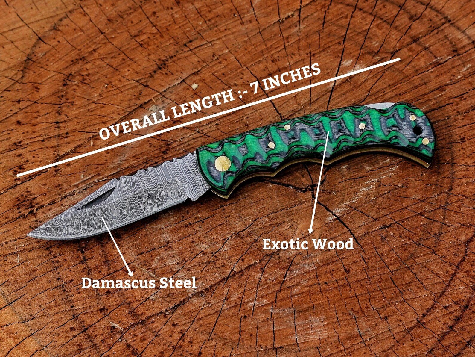 Hand Forged Damascus Steel Folding Knife with Black Horn Handle - Image 10