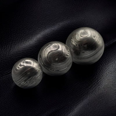 Hand-Forged Damascus Steel Sphere | Custom Desk Paperweight