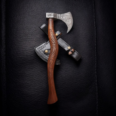 Hand-Forged Custom Viking Axe | Genuine Leather Sheath