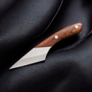 Hand-Forged D2 Steel Kiridashi Utility Knife with Wood Handle and Custom Leather Sheath