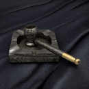 Custom Hand-Forged Damascus Steel Tobacco Pipe with Brass Accents