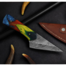 Handmade Damascus Kiridashi Hunting Knife with Resin Handle