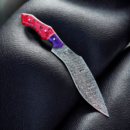 Custom 15 Inch Damascus Kukri Knife | Rosewood Handle with Leather Sheath