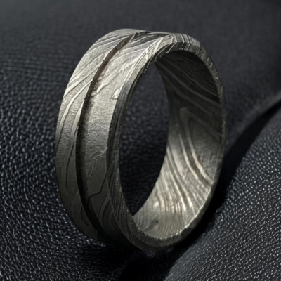 Hand-Forged Damascus Steel Custom Ring