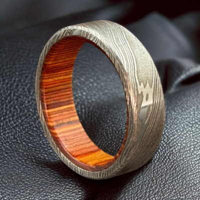Custom 8mm Hand-Forged Damascus Steel Ring
