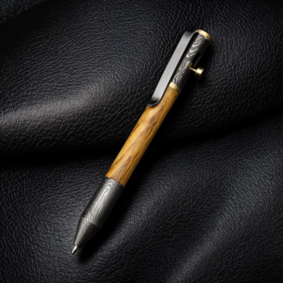 Custom Handmade Damascus Steel Ballpoint Pen - Engravable Writing Pen Gift for Him