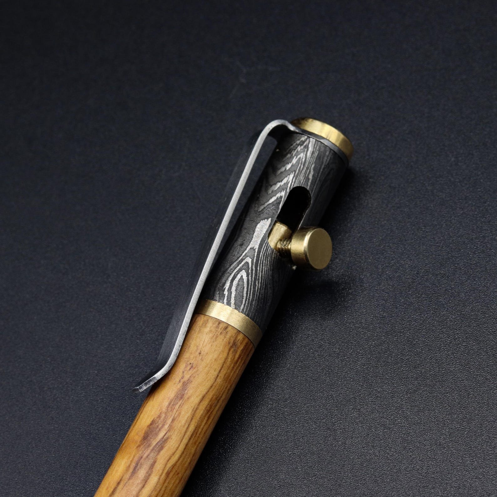 Custom Handmade Damascus Steel Ballpoint Pen - Engravable Writing Pen Gift for Him - Image 3