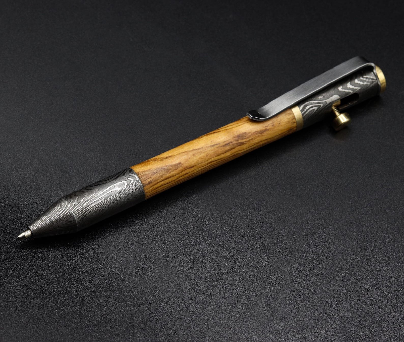 Custom Handmade Damascus Steel Ballpoint Pen - Engravable Writing Pen Gift for Him - Image 5