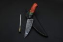 Custom Damascus Skinner Knife | Leather Sheath | Hunting Gift
