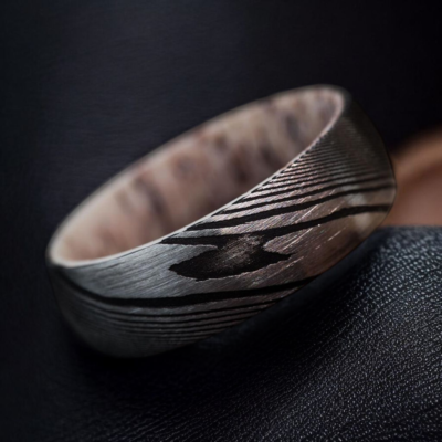 Custom Damascus Steel Ring Handcrafted Wedding Band