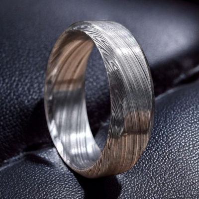 Custom Damascus Steel Ring | Handmade Mens Wedding Band
