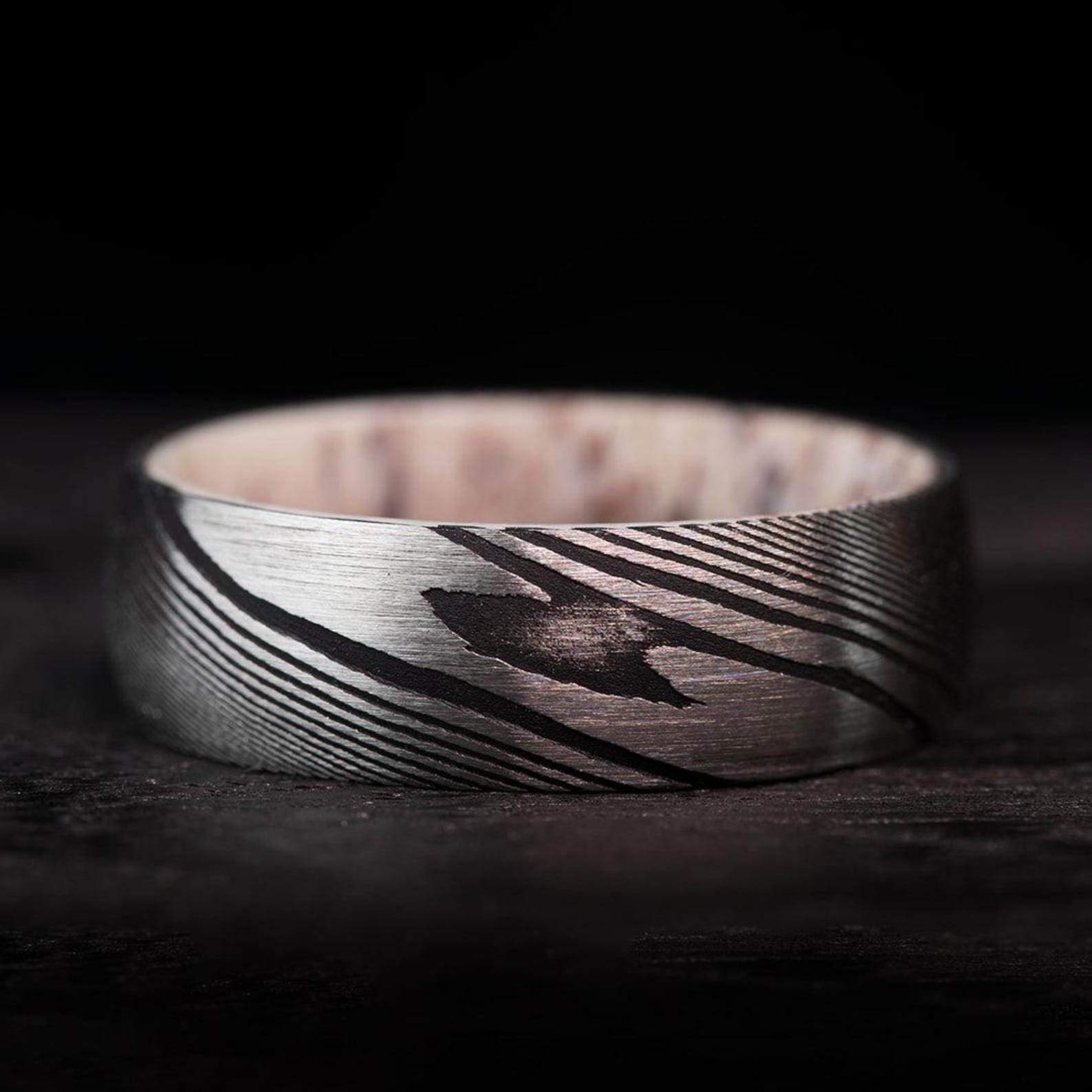 Custom Damascus Steel Ring Handcrafted Wedding Band - Image 2