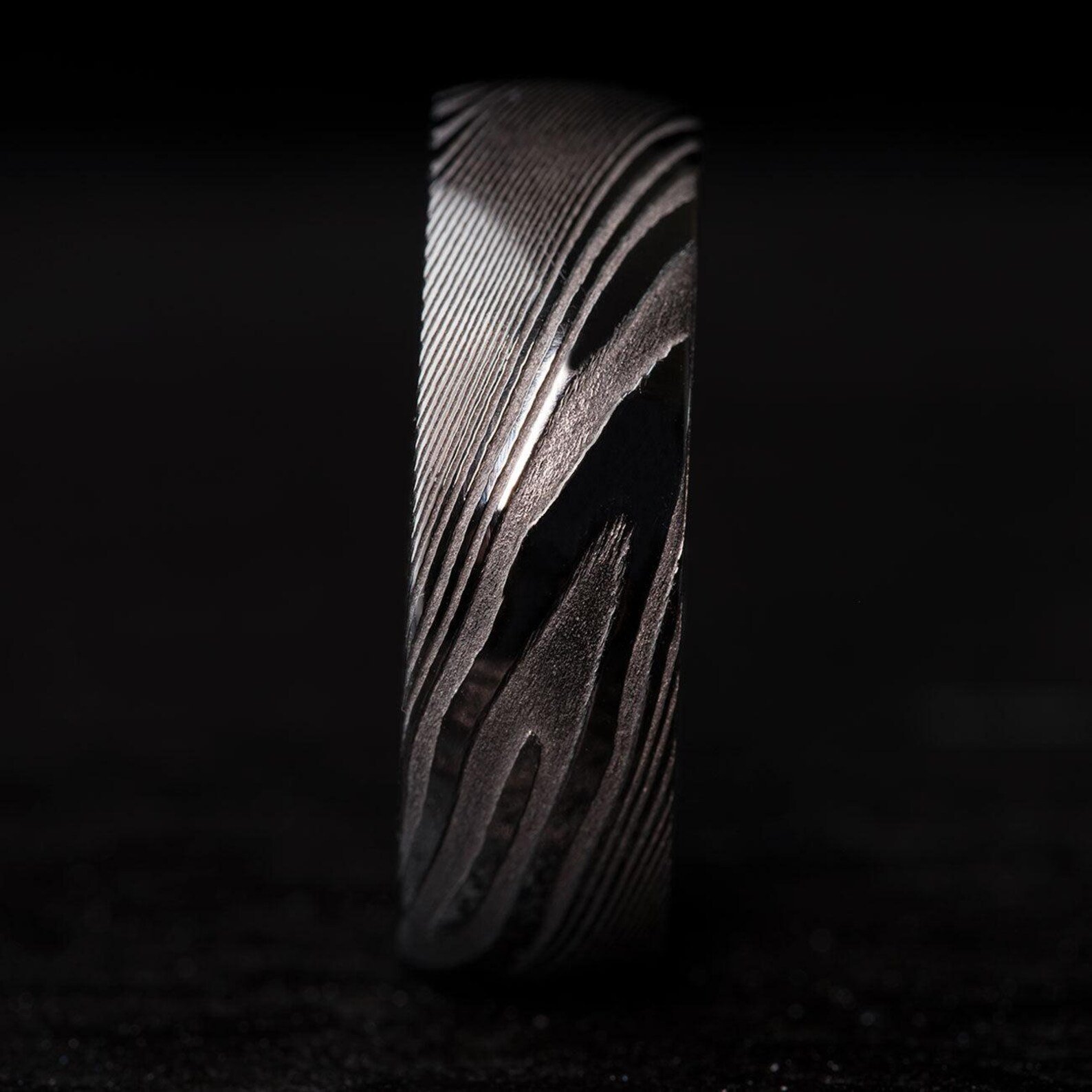 Custom Damascus Steel Ring Handcrafted Wedding Band - Image 7