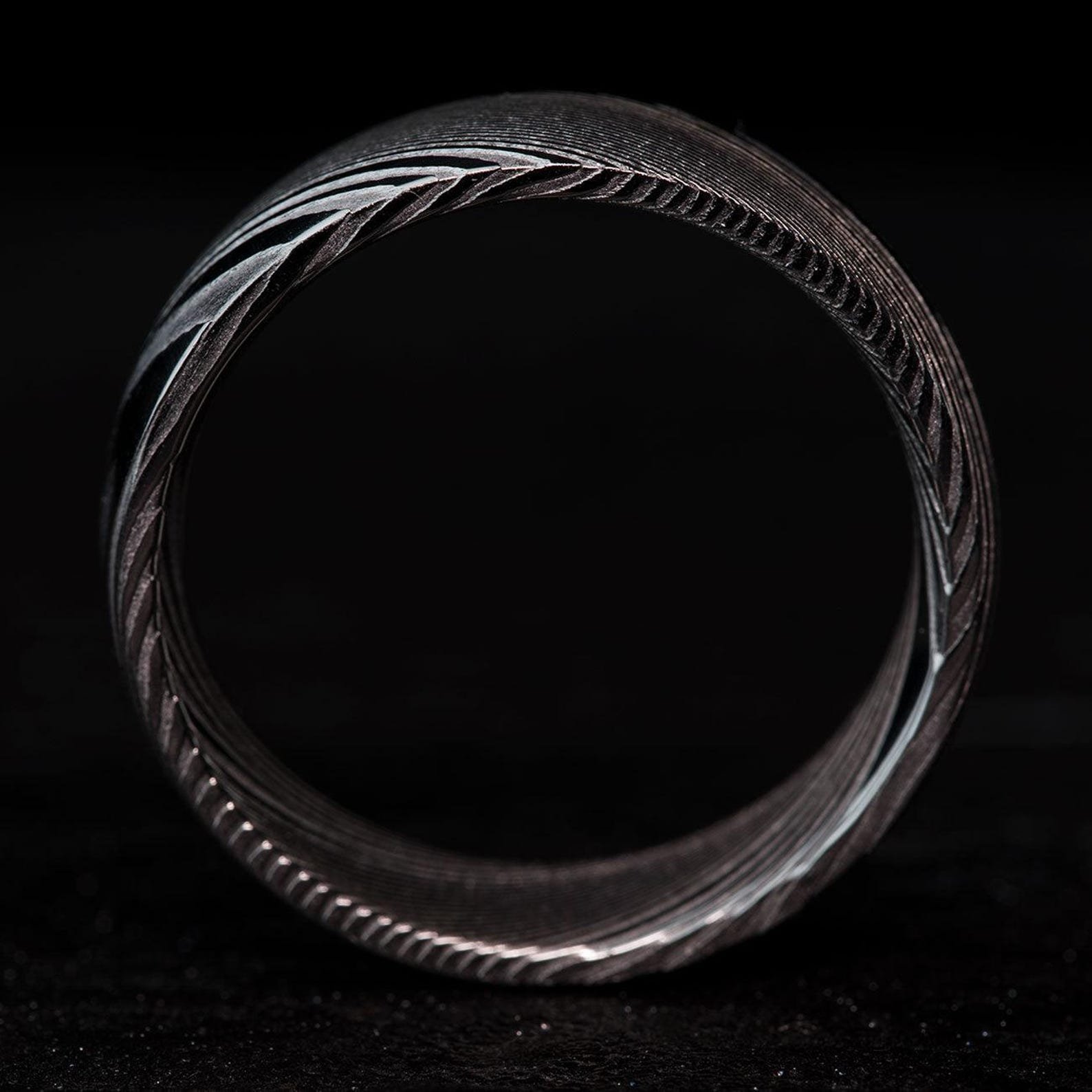 Custom Damascus Steel Ring Handcrafted Wedding Band - Image 8