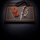 Custom Damascus Steel Knife Set | Engraved Corporate Gift with Leather Sheath