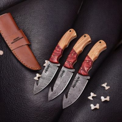 Hand Forged Damascus Fixed Blade Knife with Custom Engraving
