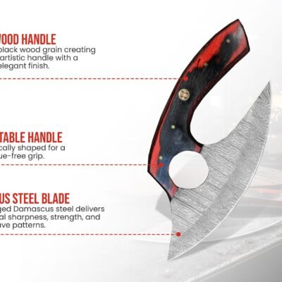 Personalized Damascus Ulu Knife | Premium Pizza Cutter and Chef Gift