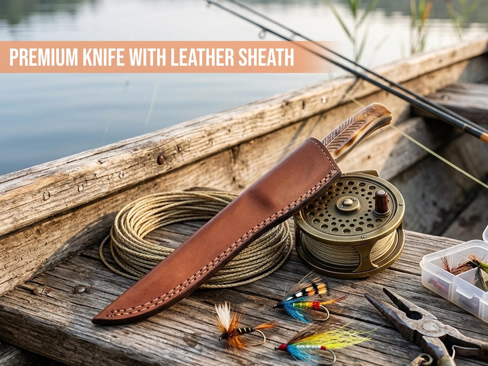 Personalized Hand-Carved Bone Fillet Knife with Leather Sheath - Image 3