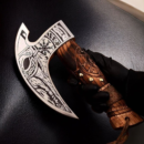 Custom Hand-Forged Viking Axe with Skull Head | High-Carbon Steel Hatchet & Pizza Cutter