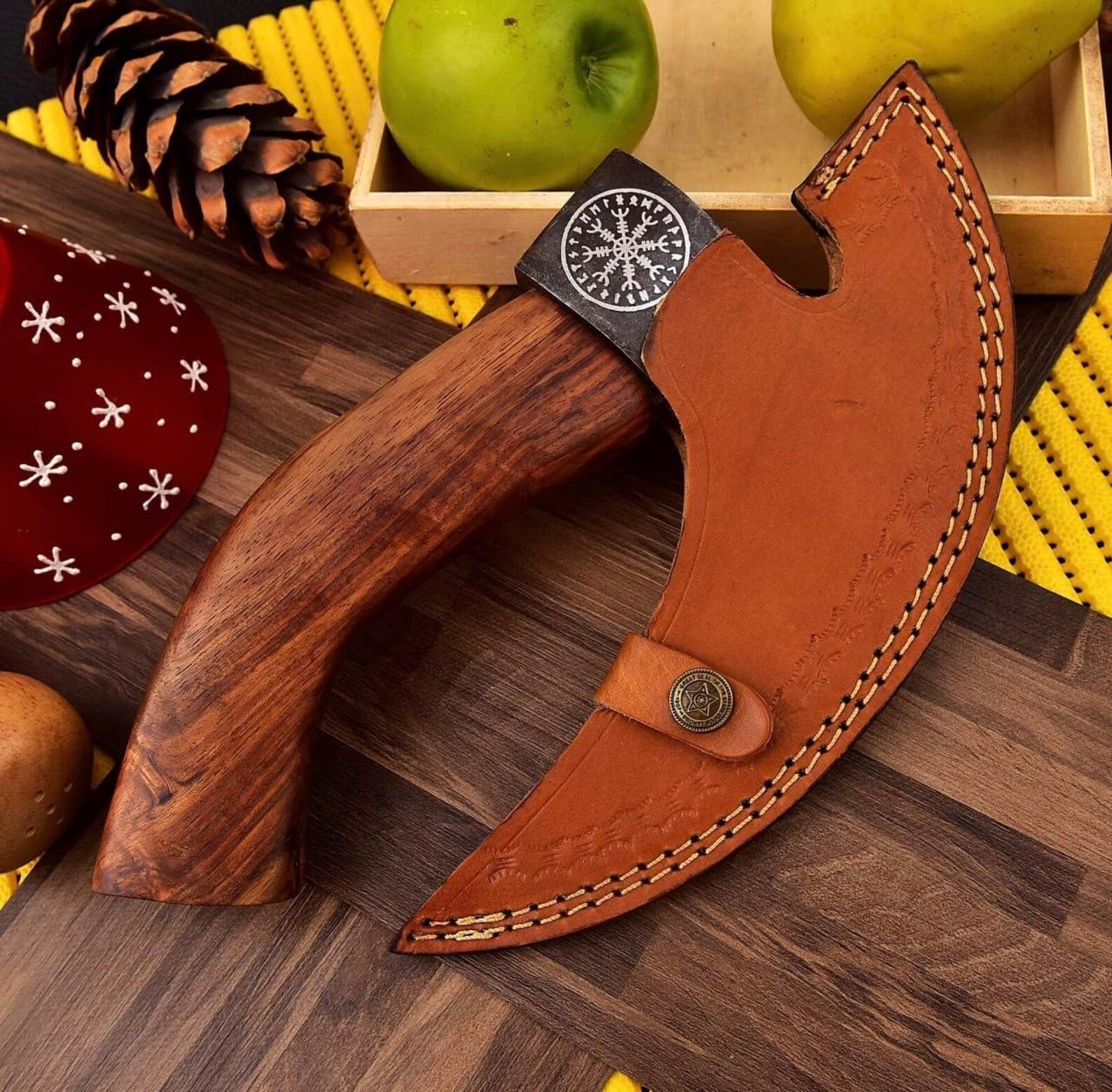 Custom Hand-Forged Viking Axe with Steel Handle and Leather Cover - Image 3
