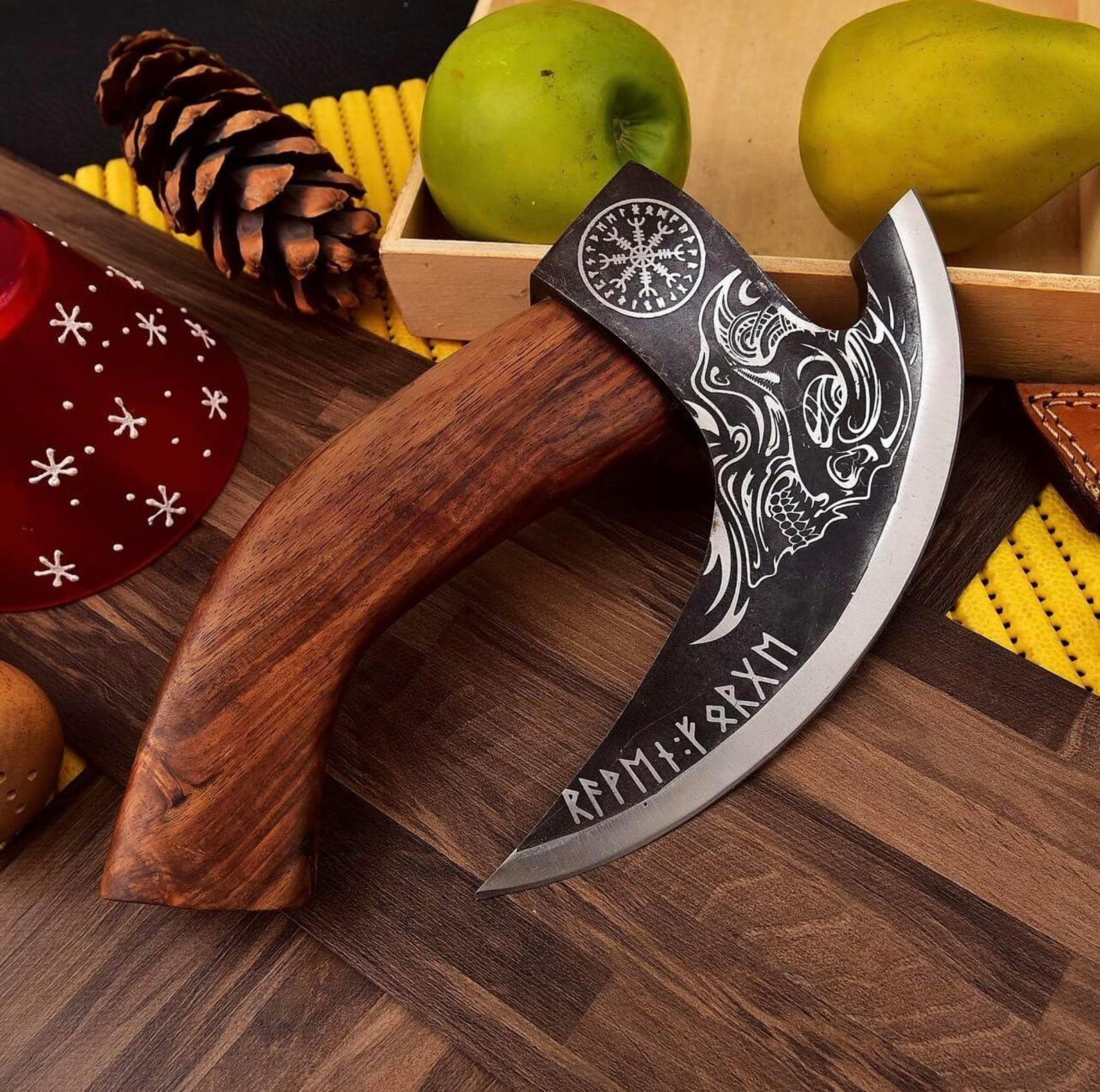 Custom Hand-Forged Viking Axe with Steel Handle and Leather Cover - Image 6