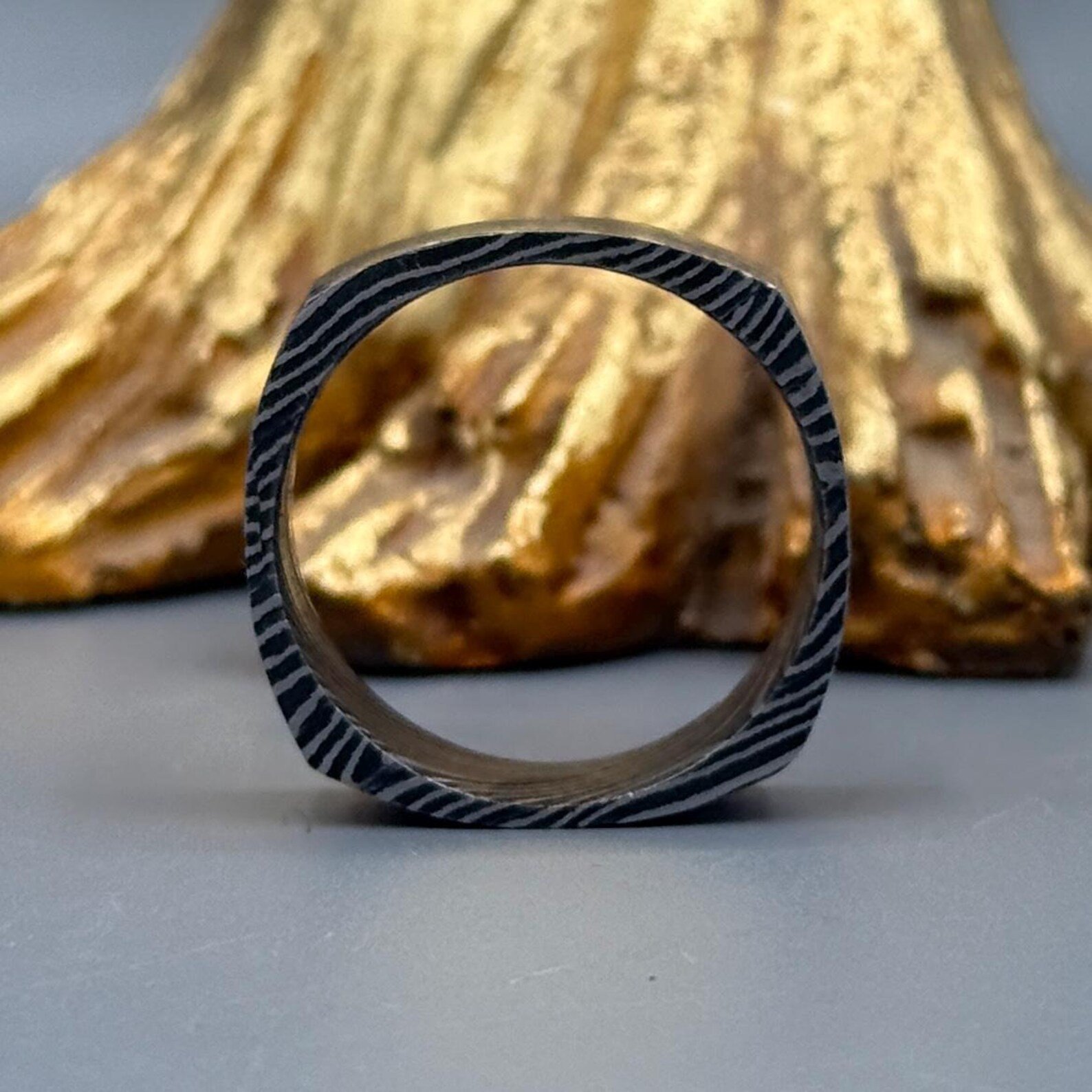 The Forge Hand-Forged Damascus Steel Ring - Image 3