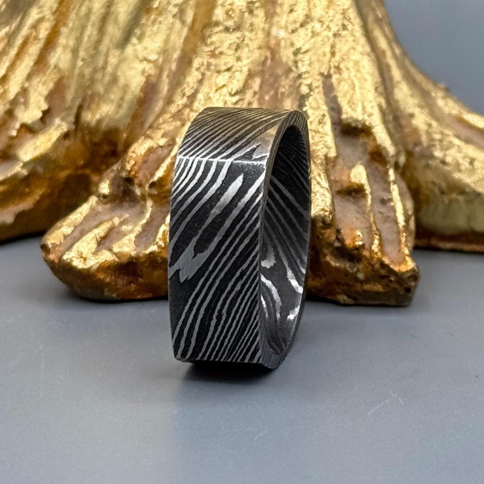 The Forge Hand-Forged Damascus Steel Ring - Image 4