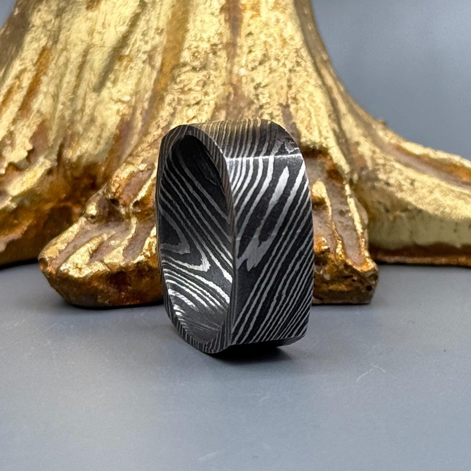 The Forge Hand-Forged Damascus Steel Ring - Image 5