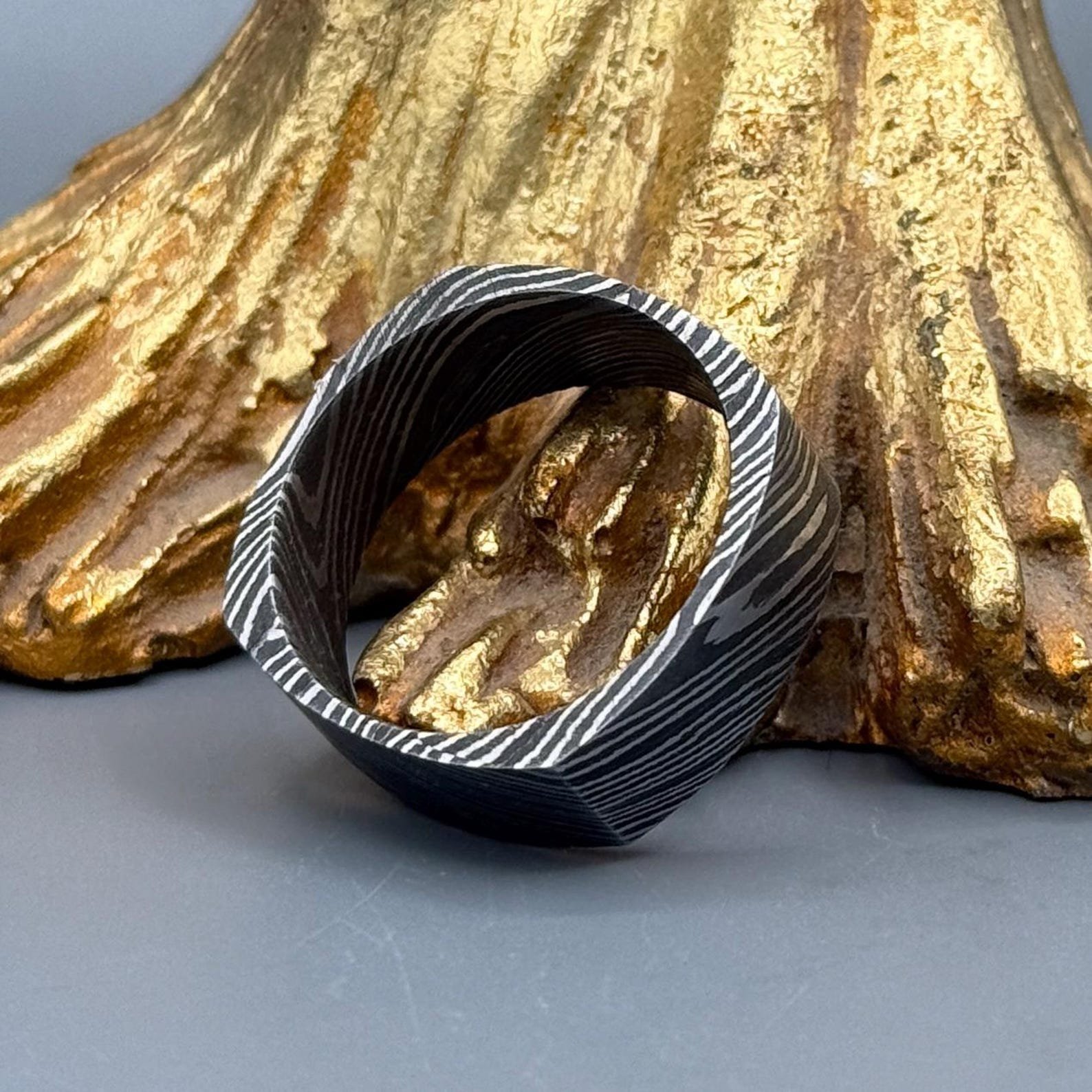 The Forge Hand-Forged Damascus Steel Ring - Image 6